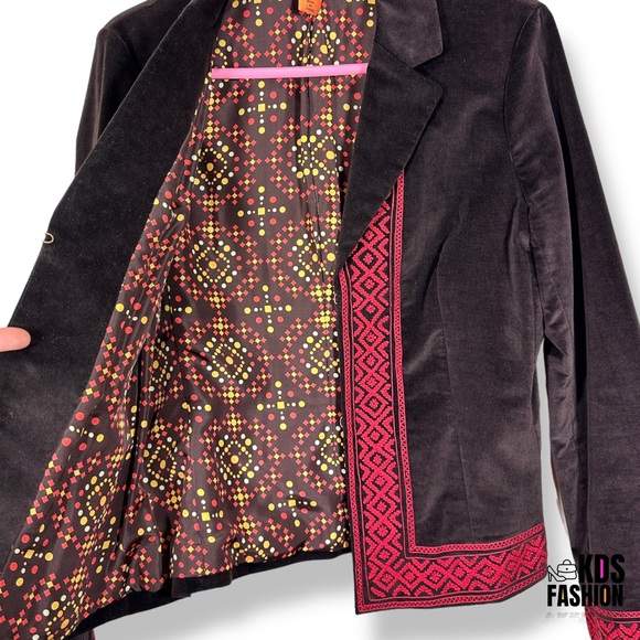 Tory Burch Velvet & Silk Embroidered Bell Sleeve Blazer 10 - Picture 8 of 12